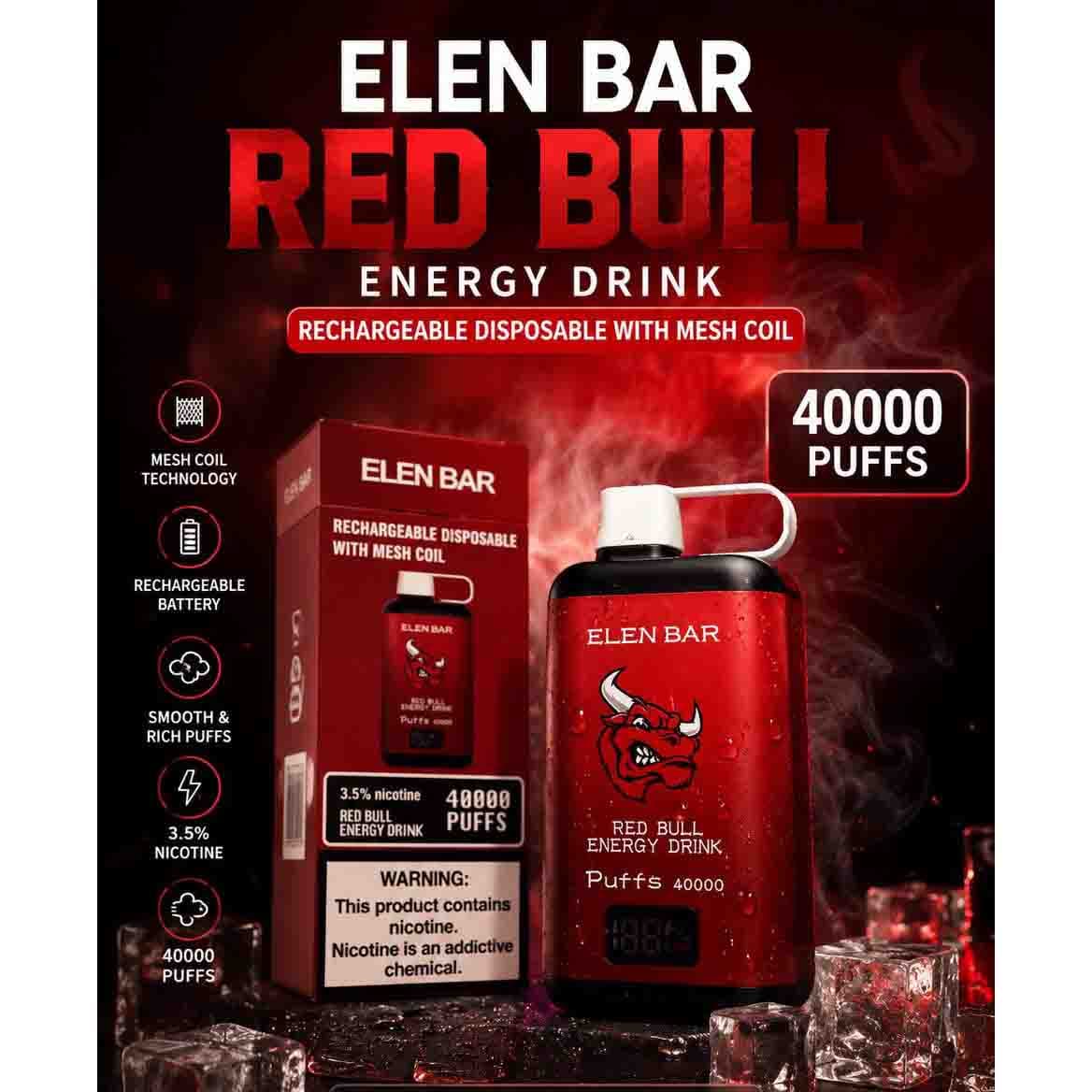 پاد یکبار مصرف 40000 پاف طعم red bull کد (6337) — تصویر ۲