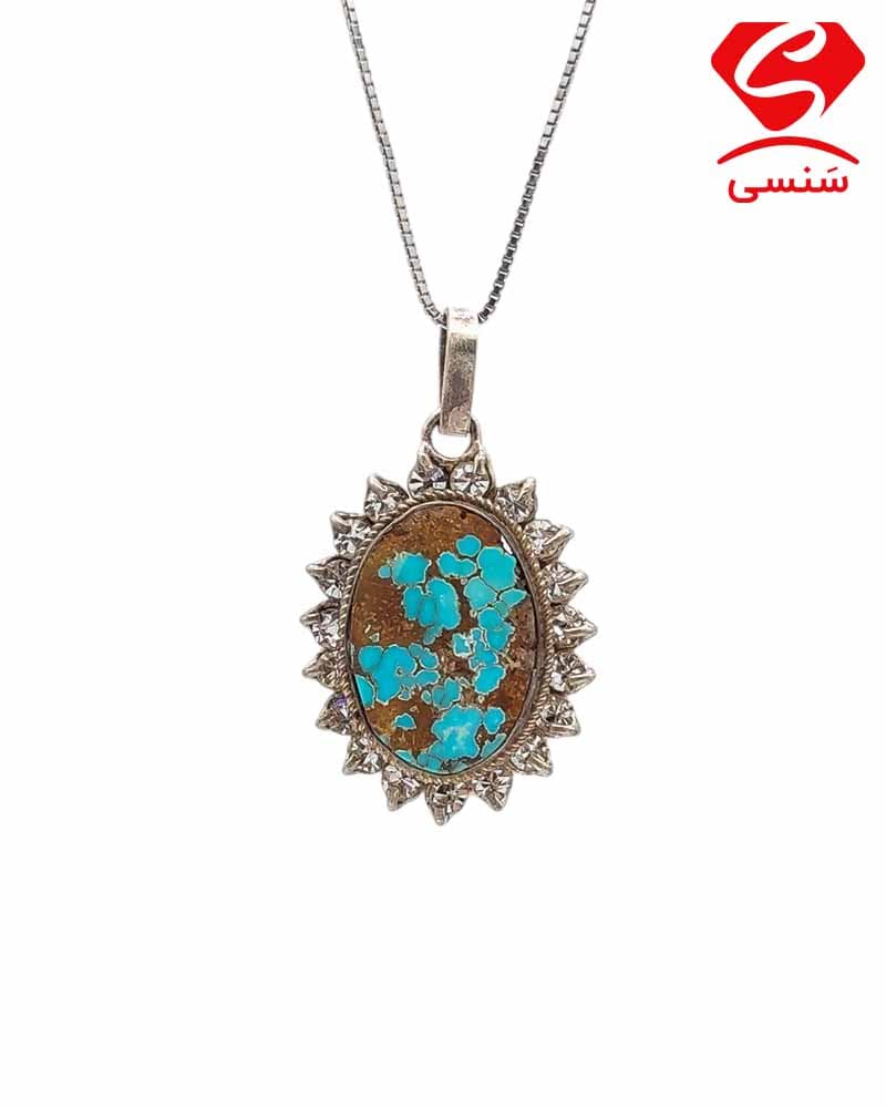 زنجیر آویز نقره فیروزه کد 145
