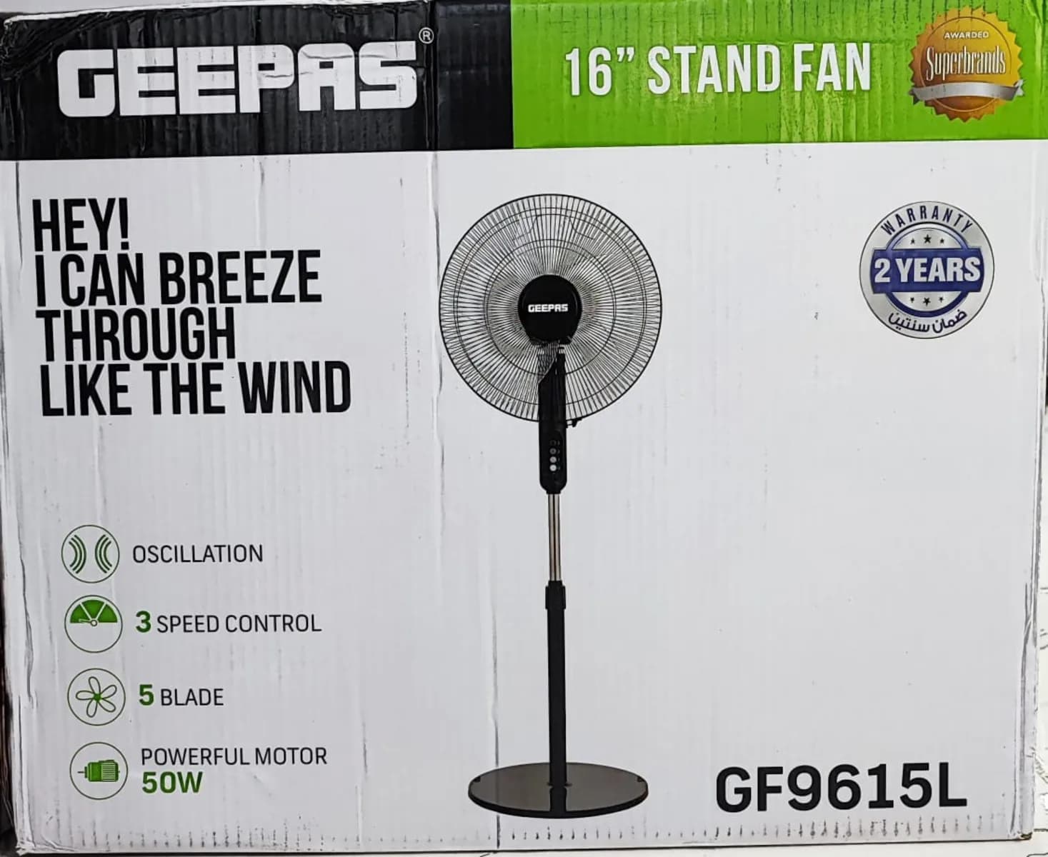 پنکه ایستاده جیپاس مدل GF9615L | Geepas Stand Fan GF9615L