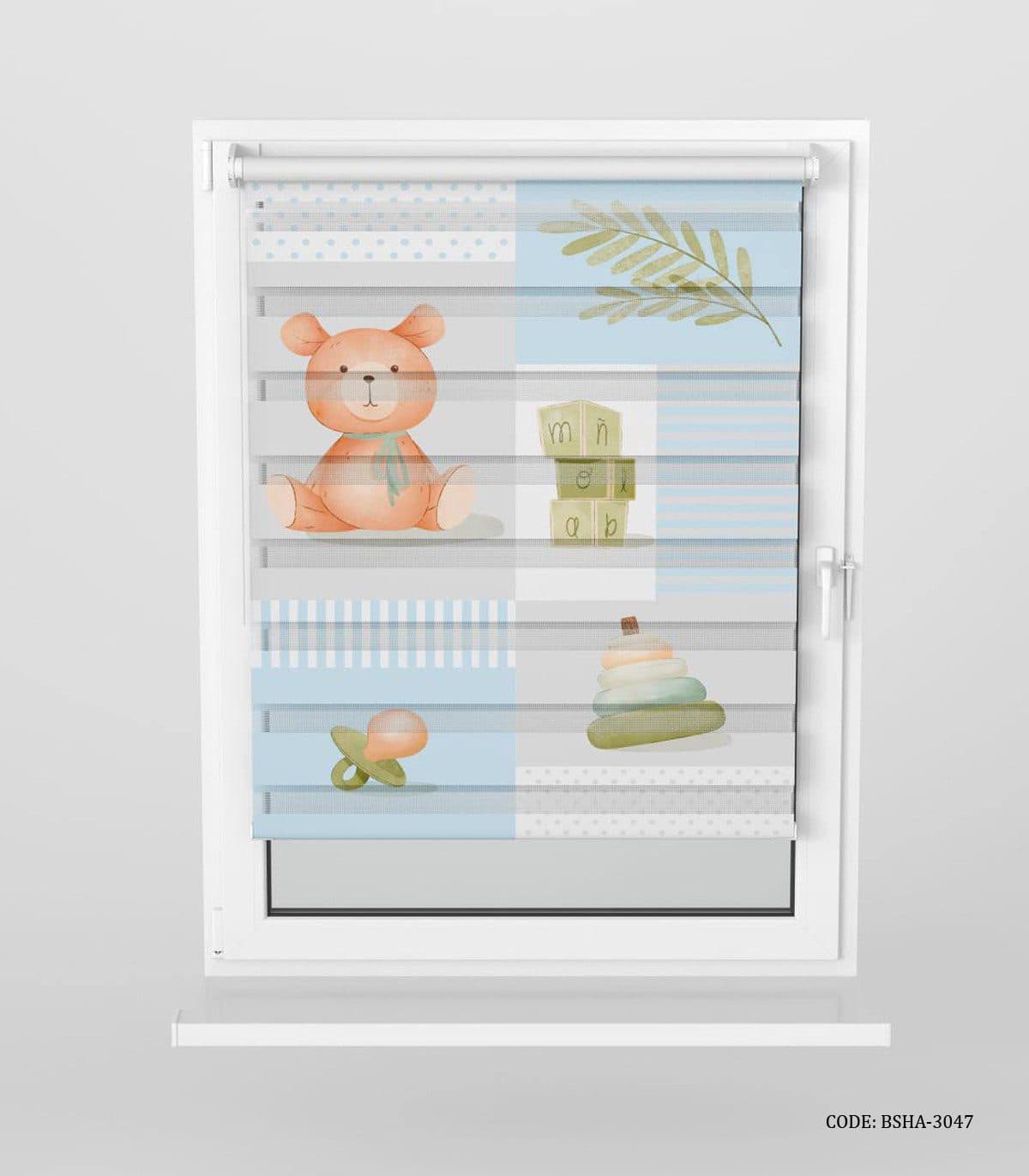 پرده زبرا اتاق کودک پسرانه طرح عروسک خرس مدل Toys