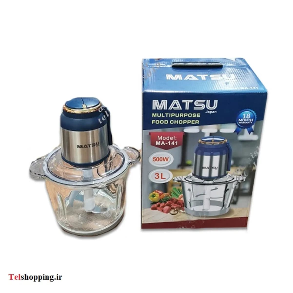 خردکن ۳ لیتری ماتسو مدل MA-141 | توان 600 وات و تیغه تیتانیوم