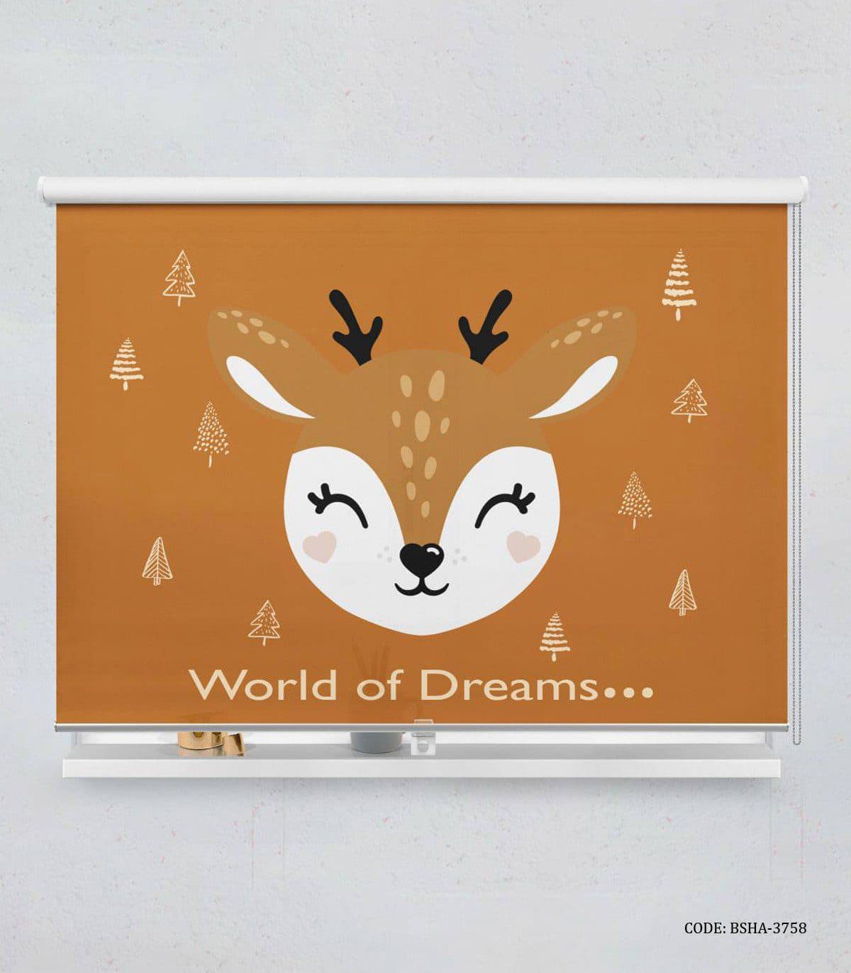 پرده شید اتاق دخترانه و پسرانه طرح گوزن مدل WinterWorld Of Dreams