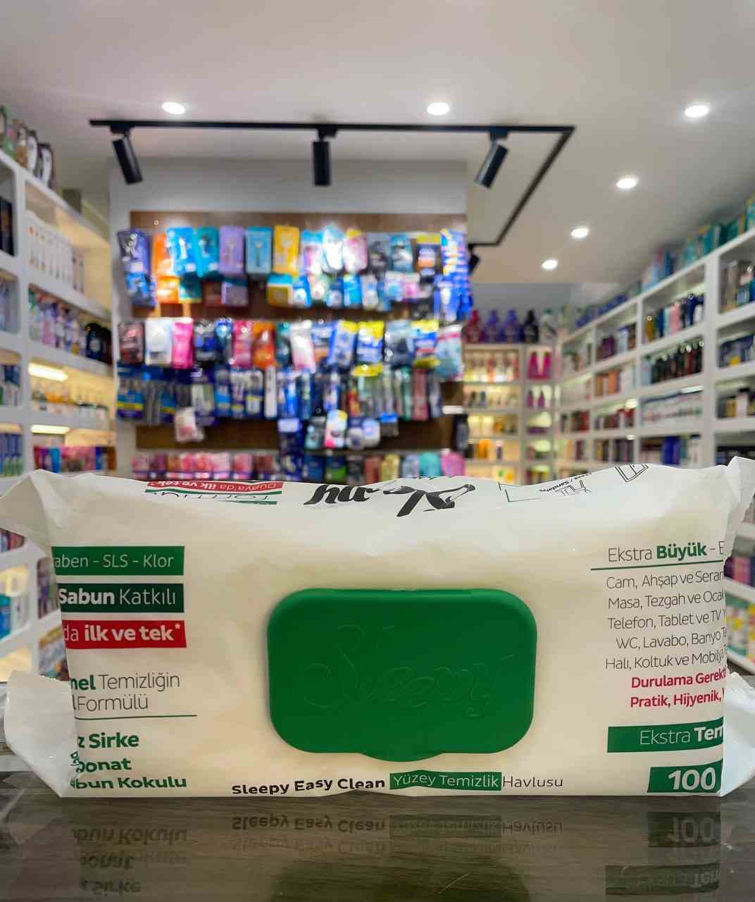 دستمال مرطوب سطوح 100ع سبز اسلیپی