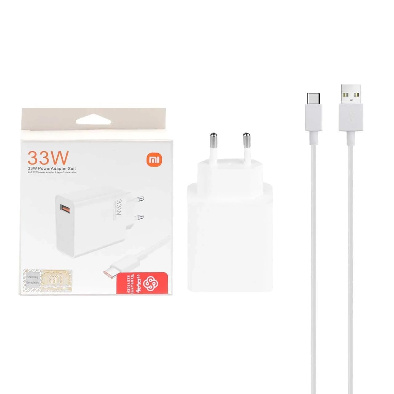 شارژر دیواری فست تک پورت Xiaomi مدل MDY-11-EZ 33W به همراه کابل شارژ Type-C – سفید (گارانتی پارتیان پایا)