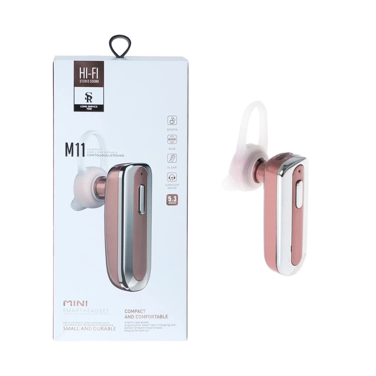 هندزفری بی سیم تک گوش HI-FI مدل M11 – رزگلد
