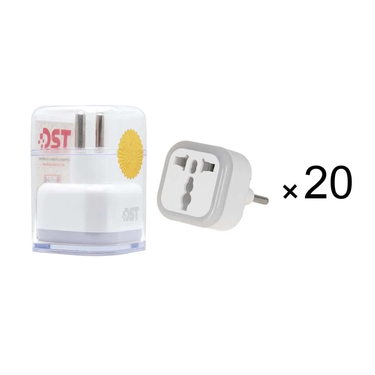 تبدیل برق 3 به 2 DST مدل D01-L – سفید – DST – بسته 20 عددی (گارانتی مادام العمر شرکتی)