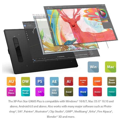 قلم نوری ایکس پی.پن مدل XP Pen Star G960S plus — تصویر ۲