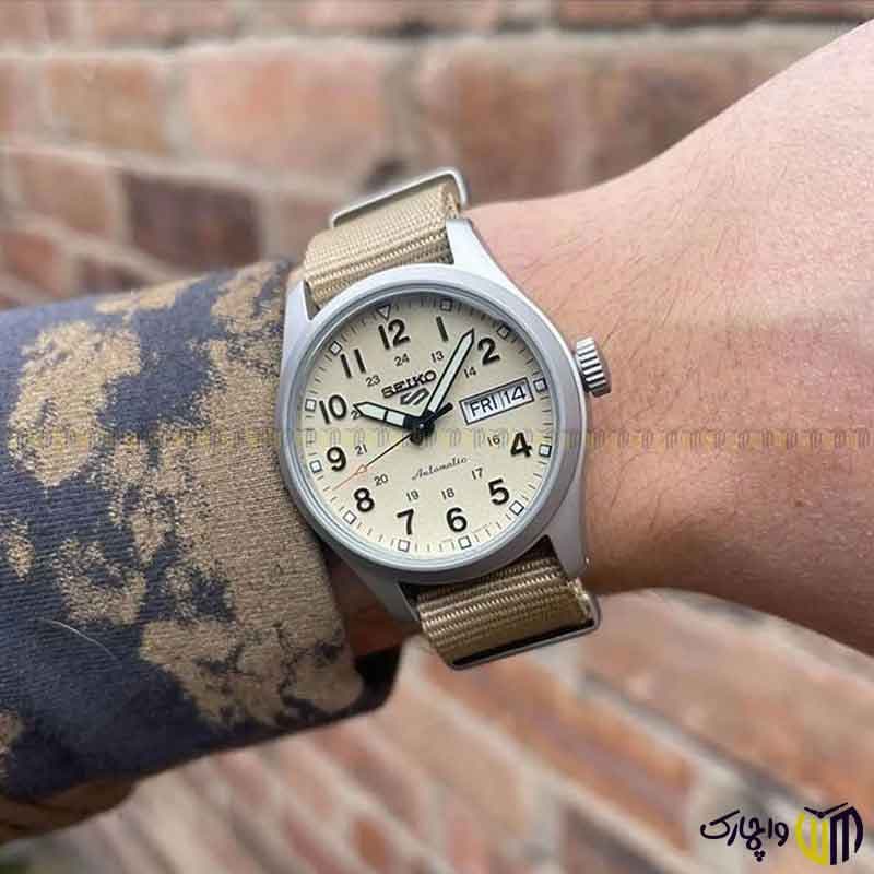 ساعت مچی عقربه ای کوارتز مردانه برند سیکو سری 5 مدل SRPJ83K رنگ قهوه ای روشن — تصویر ۲