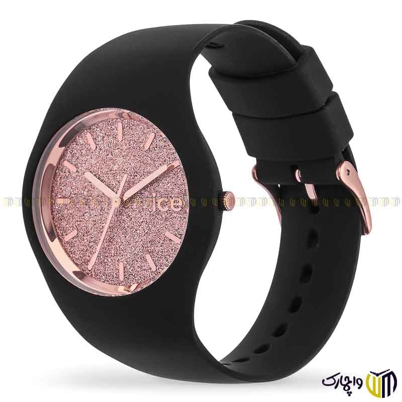 ساعت مچی عقربه ای کوارتز زنانه برند ice کد 001353 رنگ مشکی صورتی اکلیلی — تصویر ۲