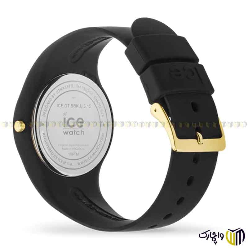 ساعت مچی عقربه ای کوارتز زنانه برند ice سری 001356 رنگ مشکی طلایی اکلیلی — تصویر ۴