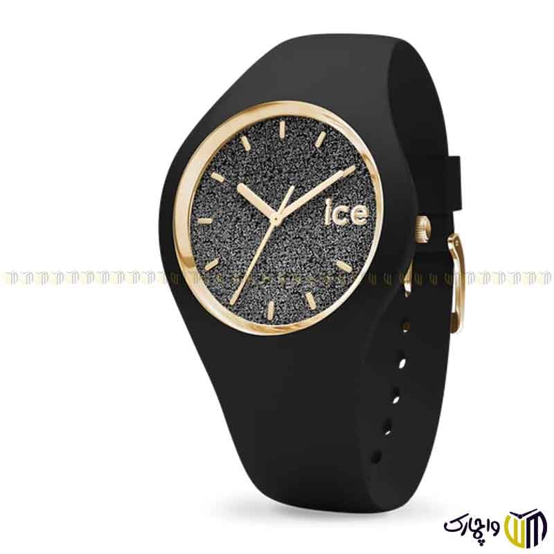ساعت مچی عقربه ای کوارتز زنانه برند ice سری 001356 رنگ مشکی طلایی اکلیلی
