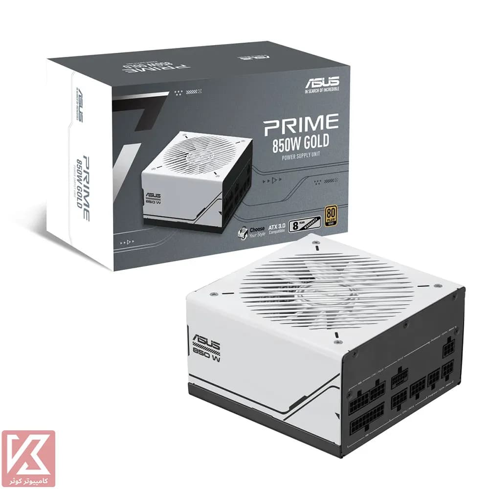 پاور ایسوس 850 وات فول ماژولار مدل Prime 850W Gold با پک (BOX) — تصویر ۲