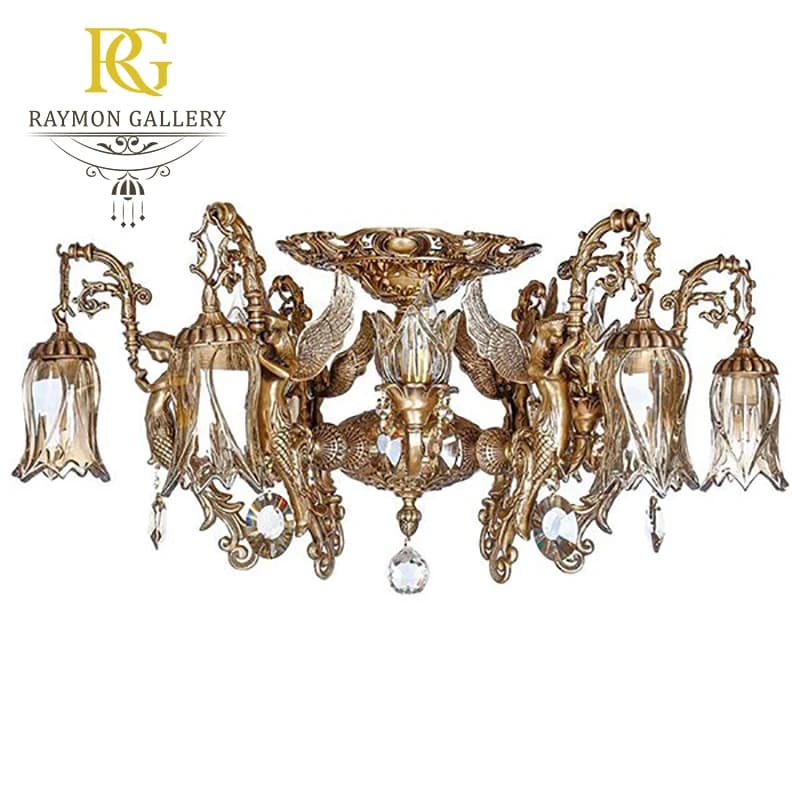 لوستر برنزی 12 شعله طرح فرشته کد B12245