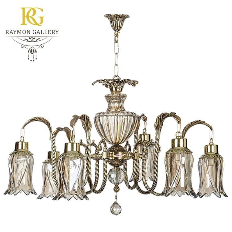 لوستر کریستال و برنز 6 شعله کد B6223
