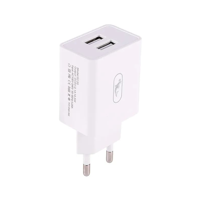 شارژر دیواری 10.5 وات 2.1A اسکای دلفین مدل SC30T + کابل تایپ سی
