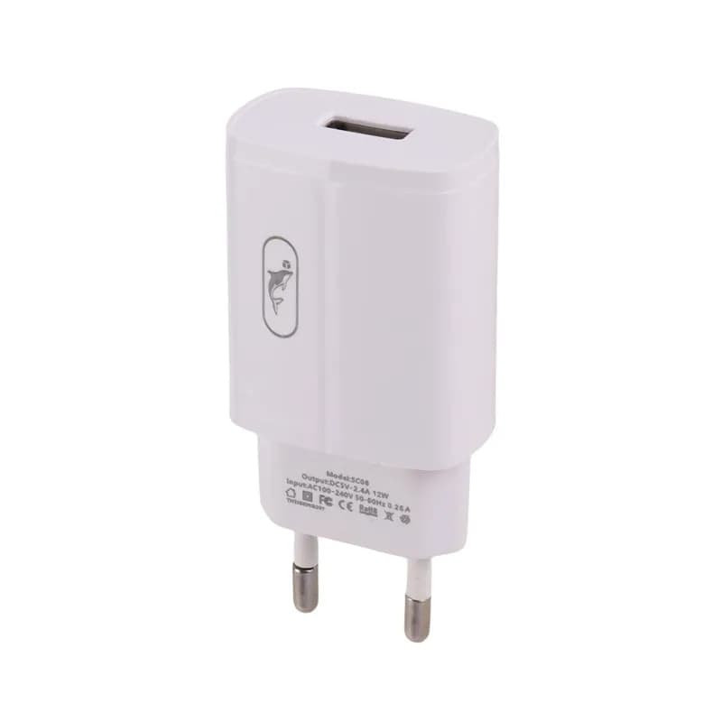 شارژر دیواری 12 وات 2.4A اسکای دلفین مدل SC06T + کابل تایپ سی