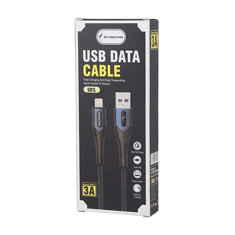 کابل شارژ USB به لایتنینگ 3A فست اسکای دلفین S01L طول 1 متر سرمه‌ای – حراج — تصویر ۳