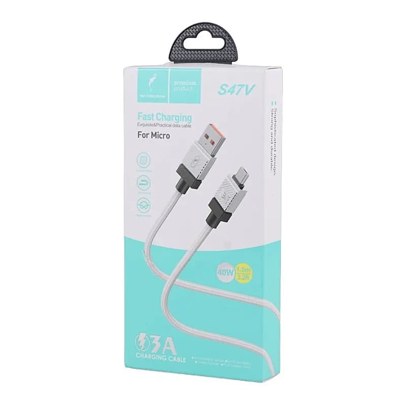 کابل شارژ USB به میکرو 40W فست اسکای دلفین S47V طول 1 متر سفید – حراج — تصویر ۳