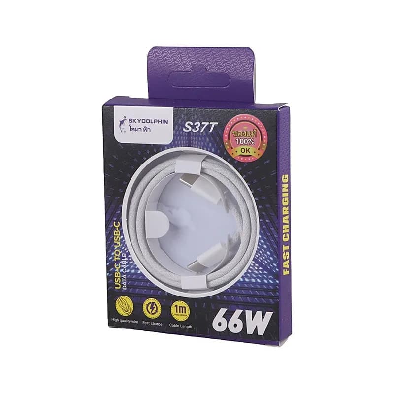 کابل شارژ دو سر تایپ سی 66W فست اسکای دلفین S37T طول 1 متر سفید – حراج — تصویر ۳