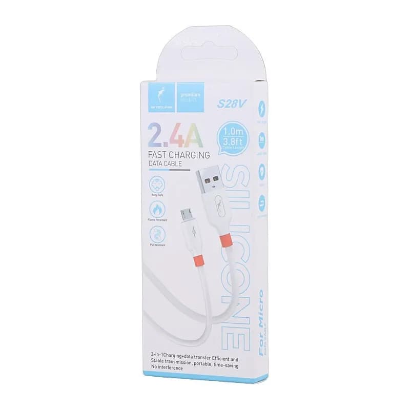 کابل شارژ USB به میکرو 2.4A فست اسکای دلفین S28V طول 1 متر سفید – حراج — تصویر ۳
