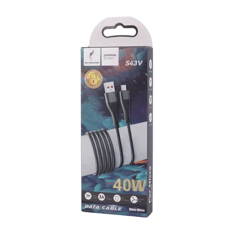 کابل شارژ USB به میکرو 40W فست اسکای دلفین S43V طول 1 متر سفید – حراج — تصویر ۳