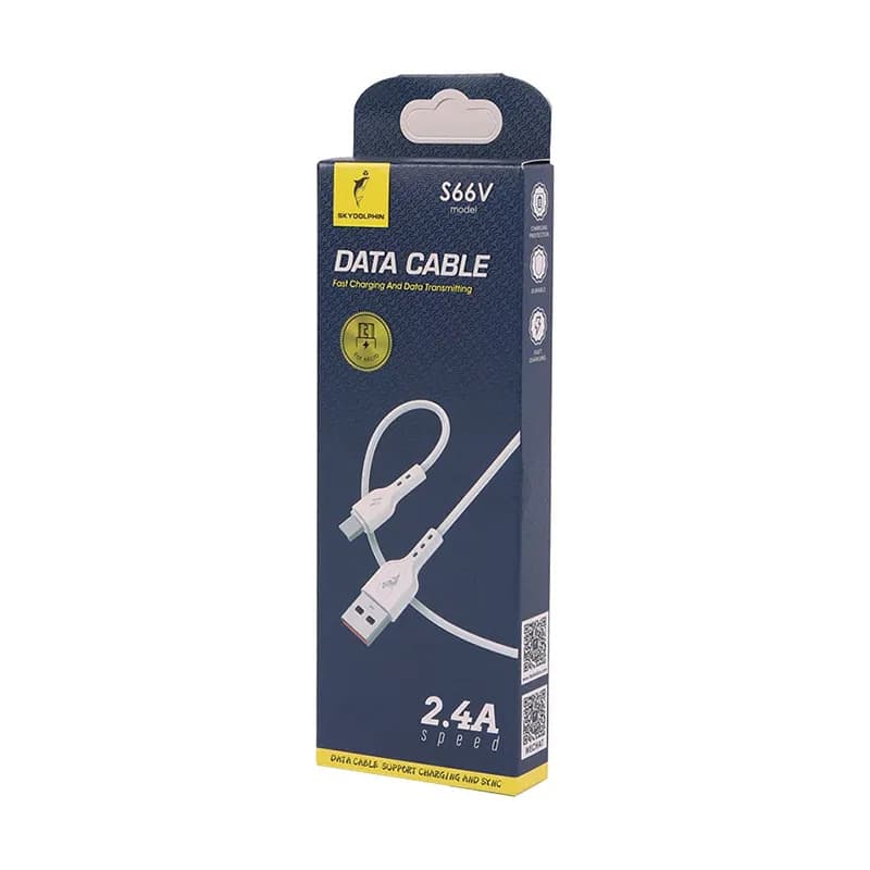 کابل شارژ USB به میکرو 2.4A فست اسکای دلفین S66V طول 1 متر سفید – حراج — تصویر ۳