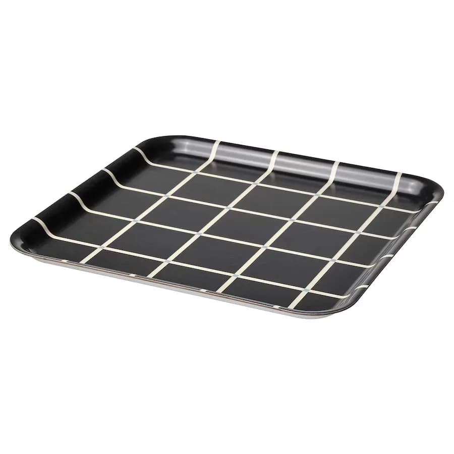 سینی طرح چک سیاه ایکیا سایز 33×33 مدل RÖDKNOT