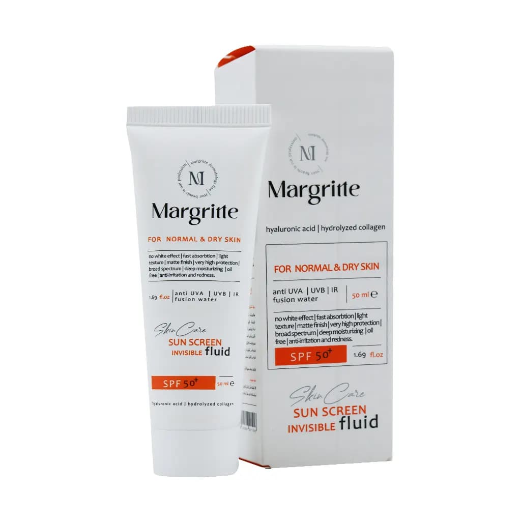 فلوئید ضدآفتاب ساده مناسب پوست های نرمال تا خشک SPF50 مارگریت