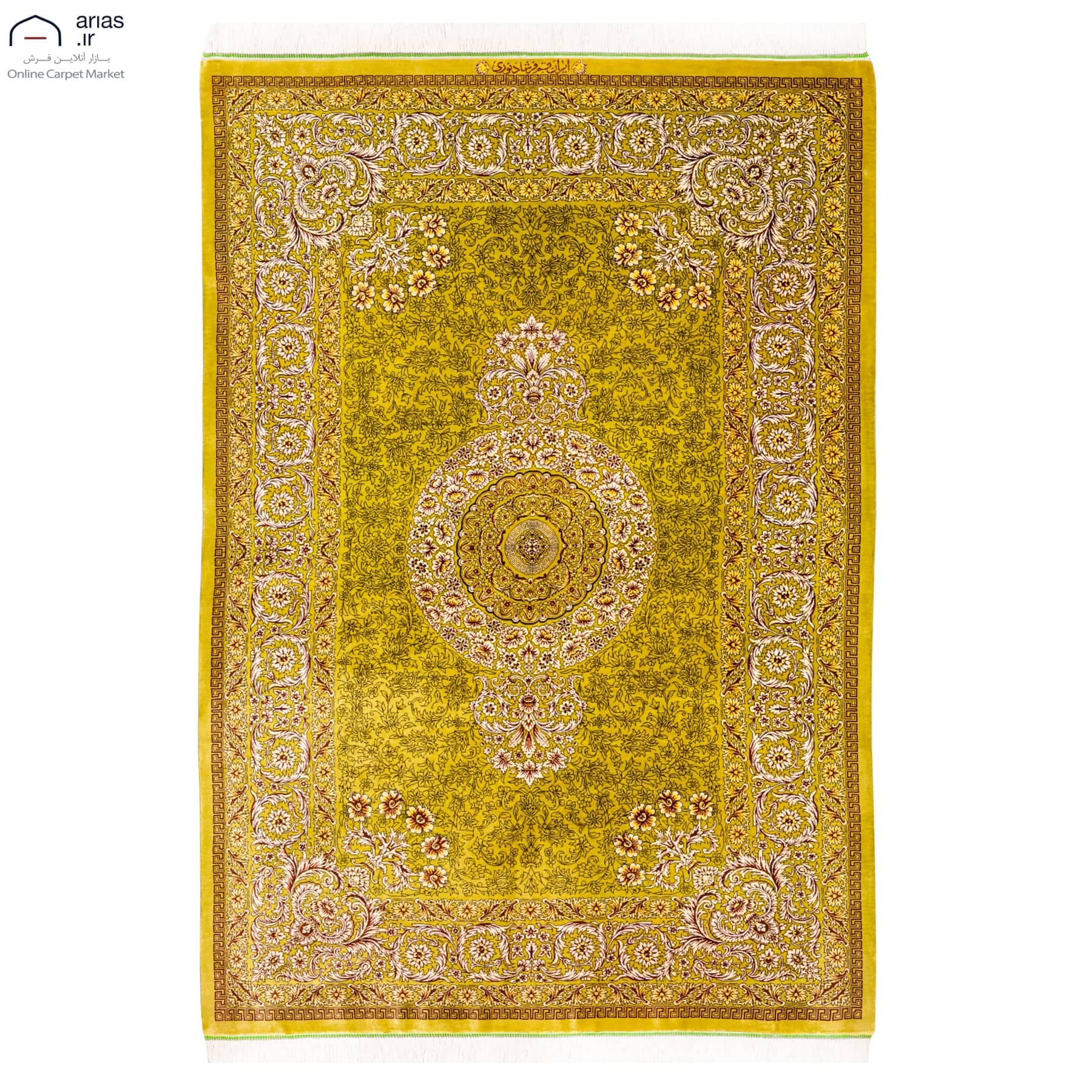 فرش دستباف ذرع و نیم ابریشم طرح ورساچه نوری قم کد D02584G