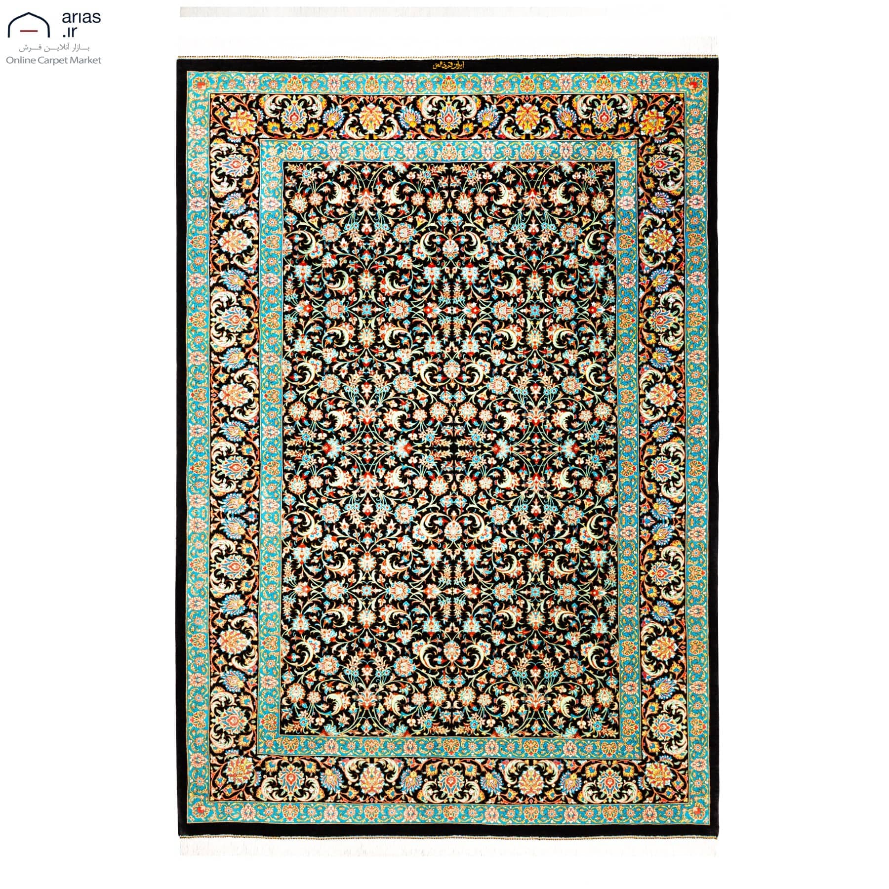 فرش دستباف سه متری تمام ابریشم طرح سراسر بافت مراغه کد D02574Z