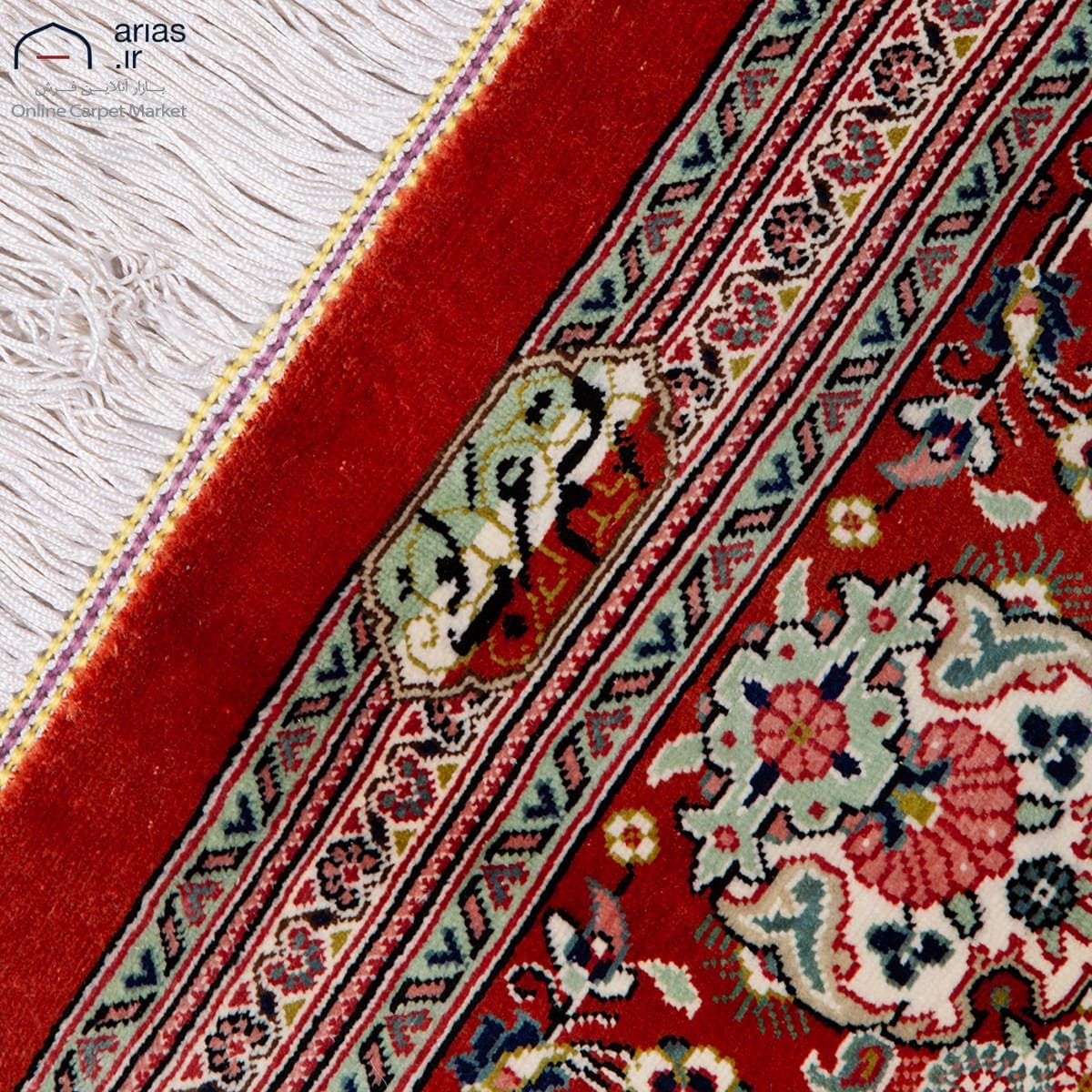 فرش دستباف شش متری تمام ابریشم طرح قابی مارک عربلو کد D02544G — تصویر ۶