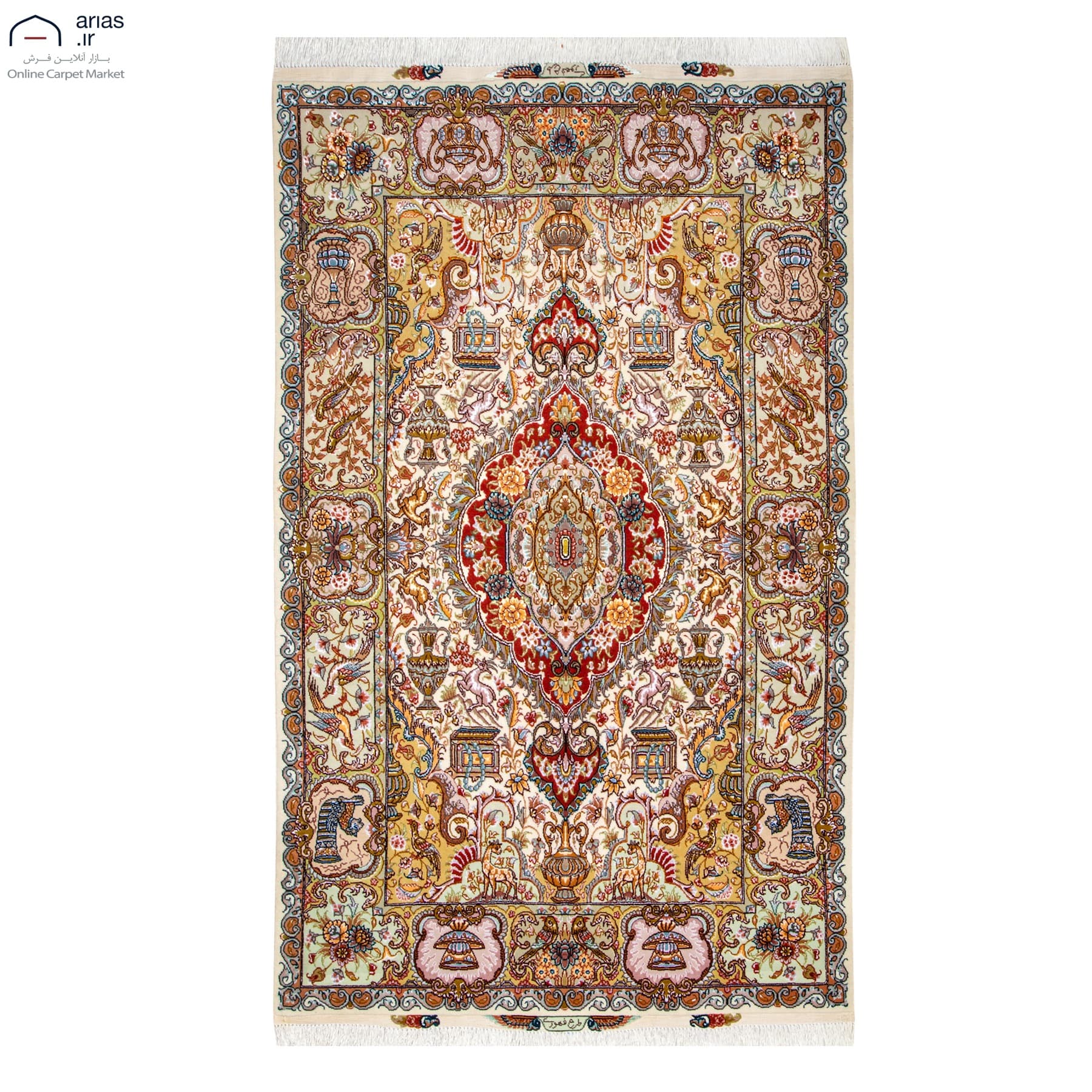 فرش دستباف ذرع و نیم چله و گل ابریشم نقشه نامی بافت تبریز کد D02345T