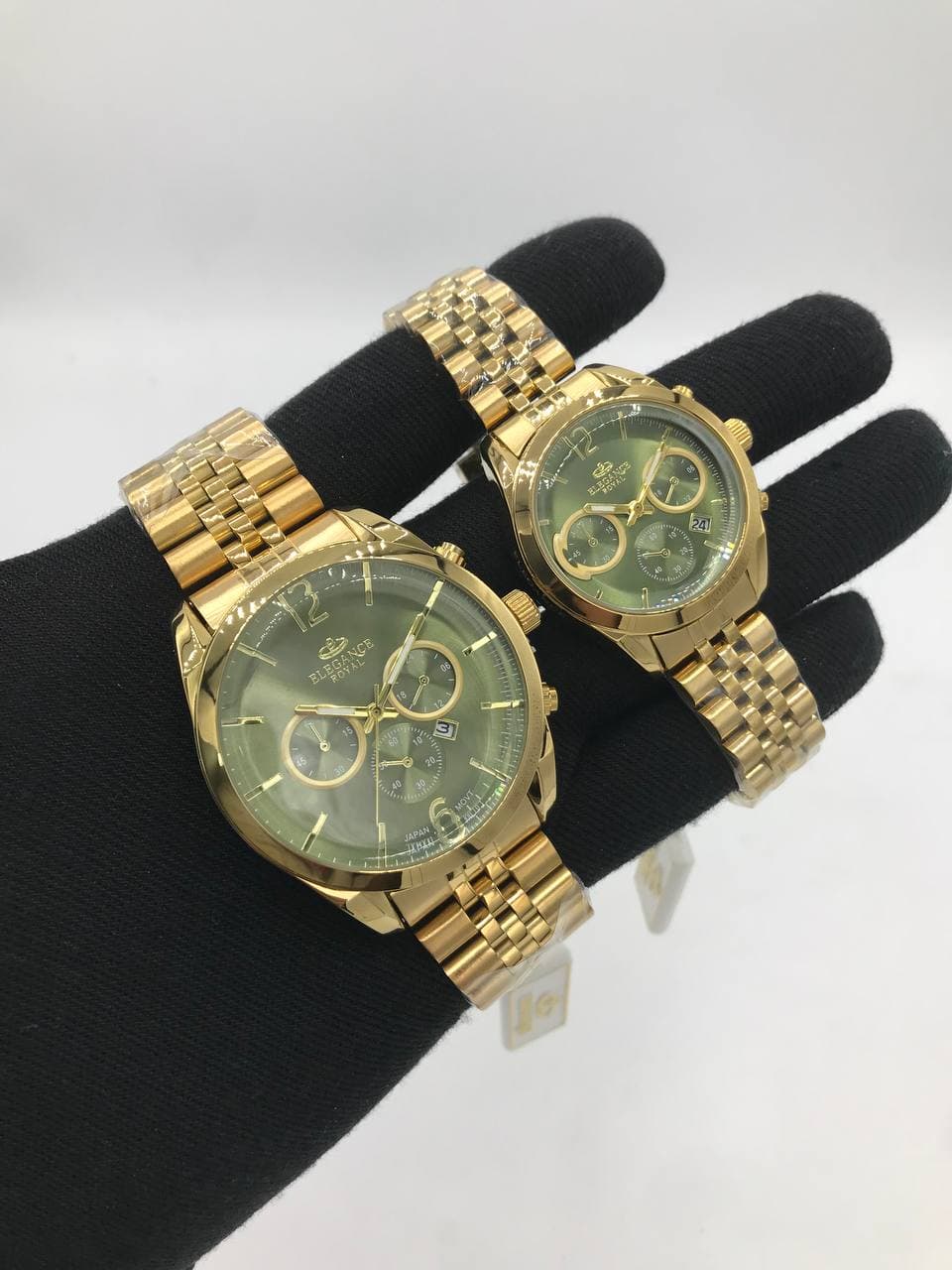 ست ساعت زنانه و مردانه الگانس رویال طرح کرنو موتور ژاپن دارای قفل پروانه ای بند استیل کد 2117195 — تصویر ۴