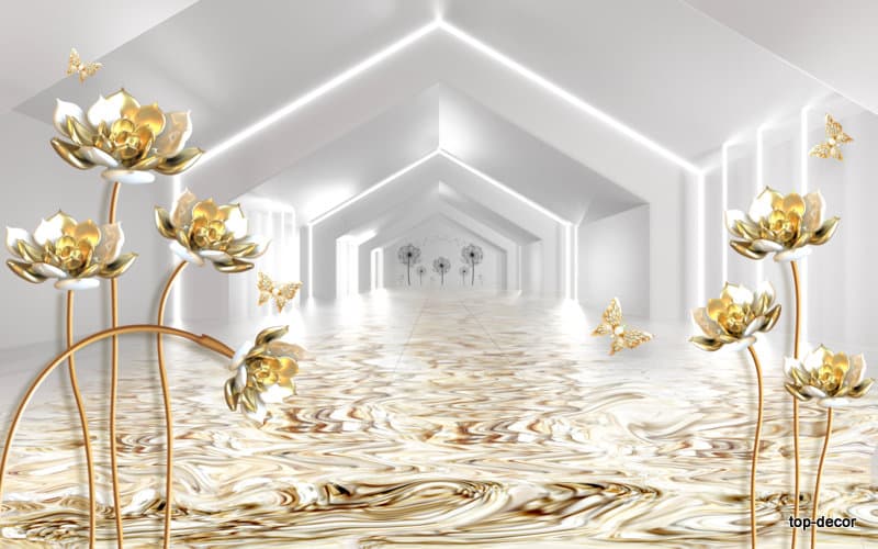 پوستر دیواری سه بعدی طرح سه بعدی گل مصنوعی