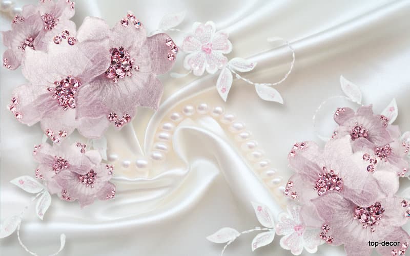 پوستر دیواری سه بعدی طرح گل مصنوعی یاسی