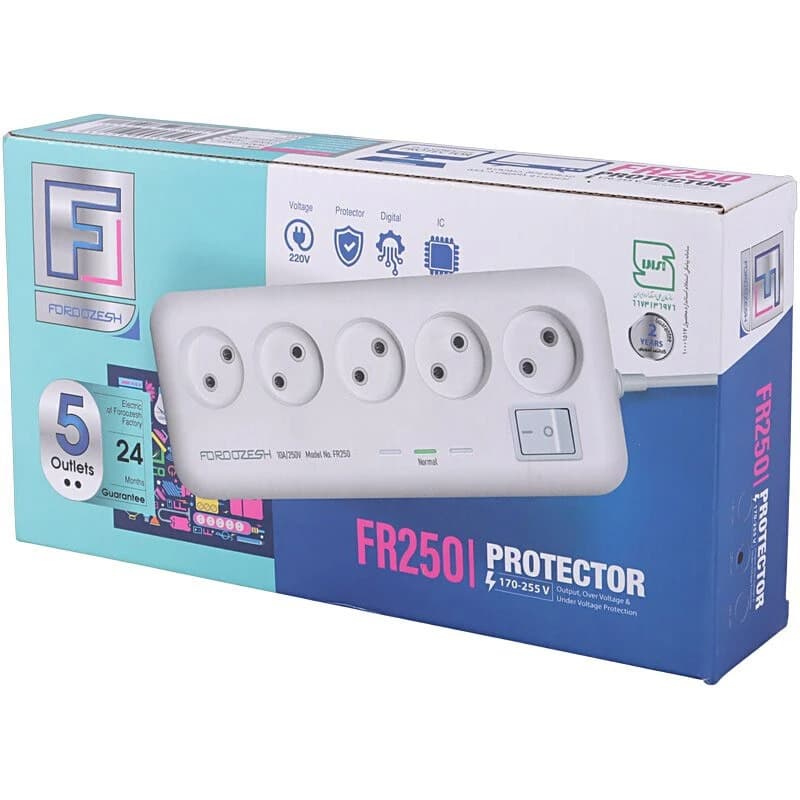 محافظ برق کامپیوتر و صوتی تصویری 5 خانه فروزش FR250 با کابل 2.8 متری — تصویر ۳