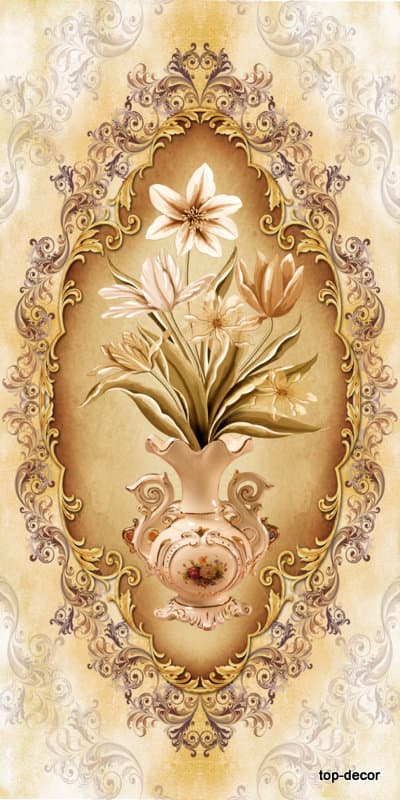 پوستر دیواری سه بعدی طرح گل گلدونی قاب