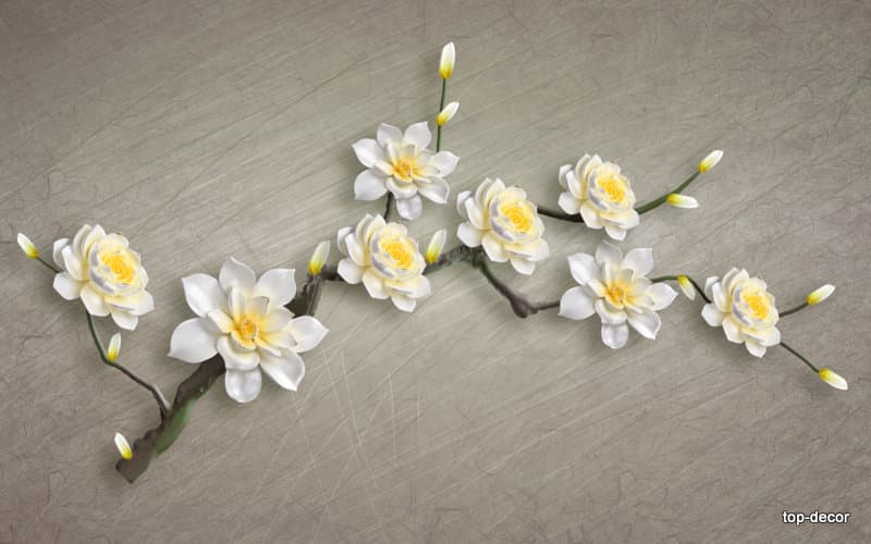 پوستر دیواری سه بعدی طرح شاخه شکوفه