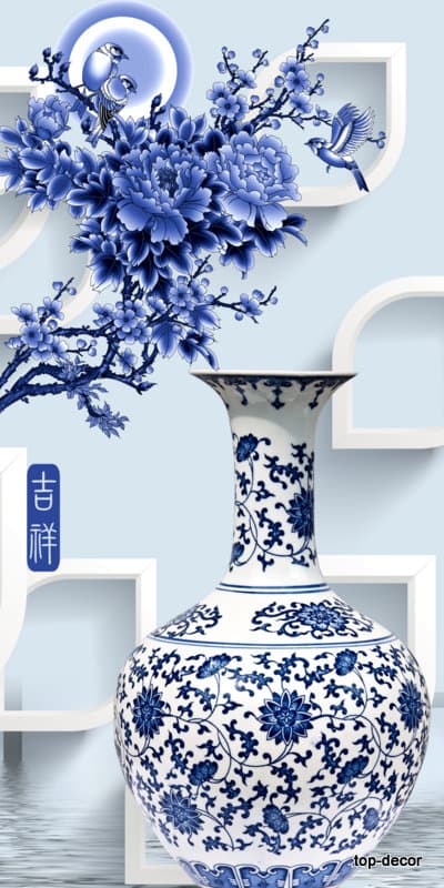 پوستر دیواری سه بعدی طرح گلدون