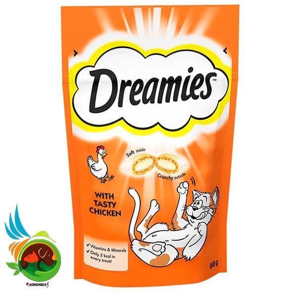 تشویقی گربه دریمیز با طعم مرغ مدل Dreamies with Chicken وزن 60 گرم