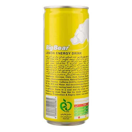 نوشابه انرژی زا بیگ بر با طعم لیمو حجم 250 میلی‌لیتر — تصویر ۳