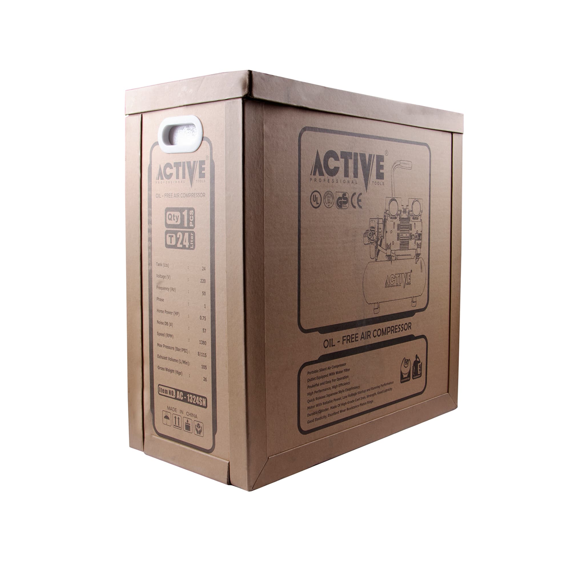 کمپرسور سایلنت 24 لیتری اکتیو مدل AC-1324SN استوک — تصویر ۵