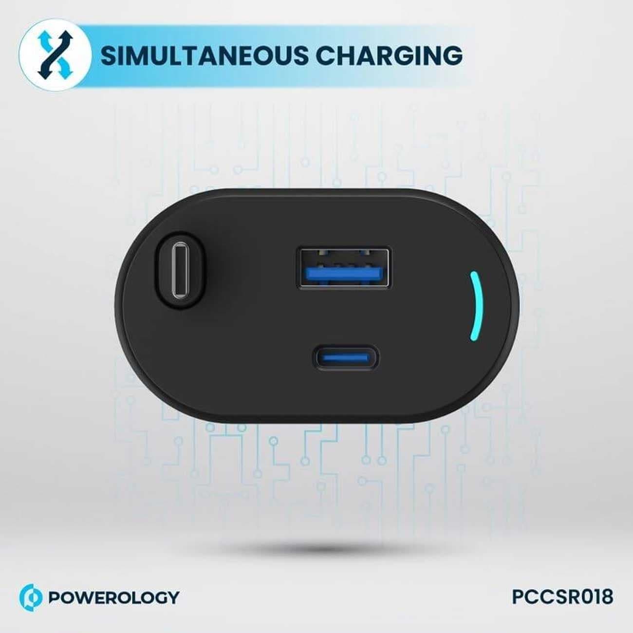 شارژر فندکی فست شارژ ماشین تایپ سی 70 وات پاورولوژی PCCSR018 — تصویر ۸