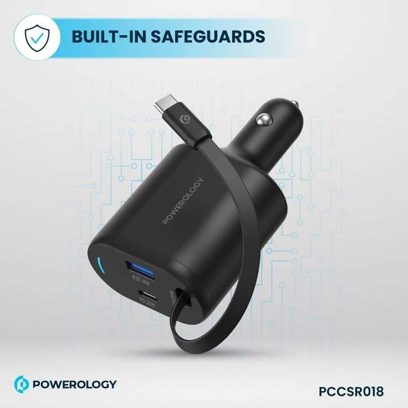 شارژر فندکی فست شارژ ماشین تایپ سی 70 وات پاورولوژی PCCSR018 — تصویر ۶
