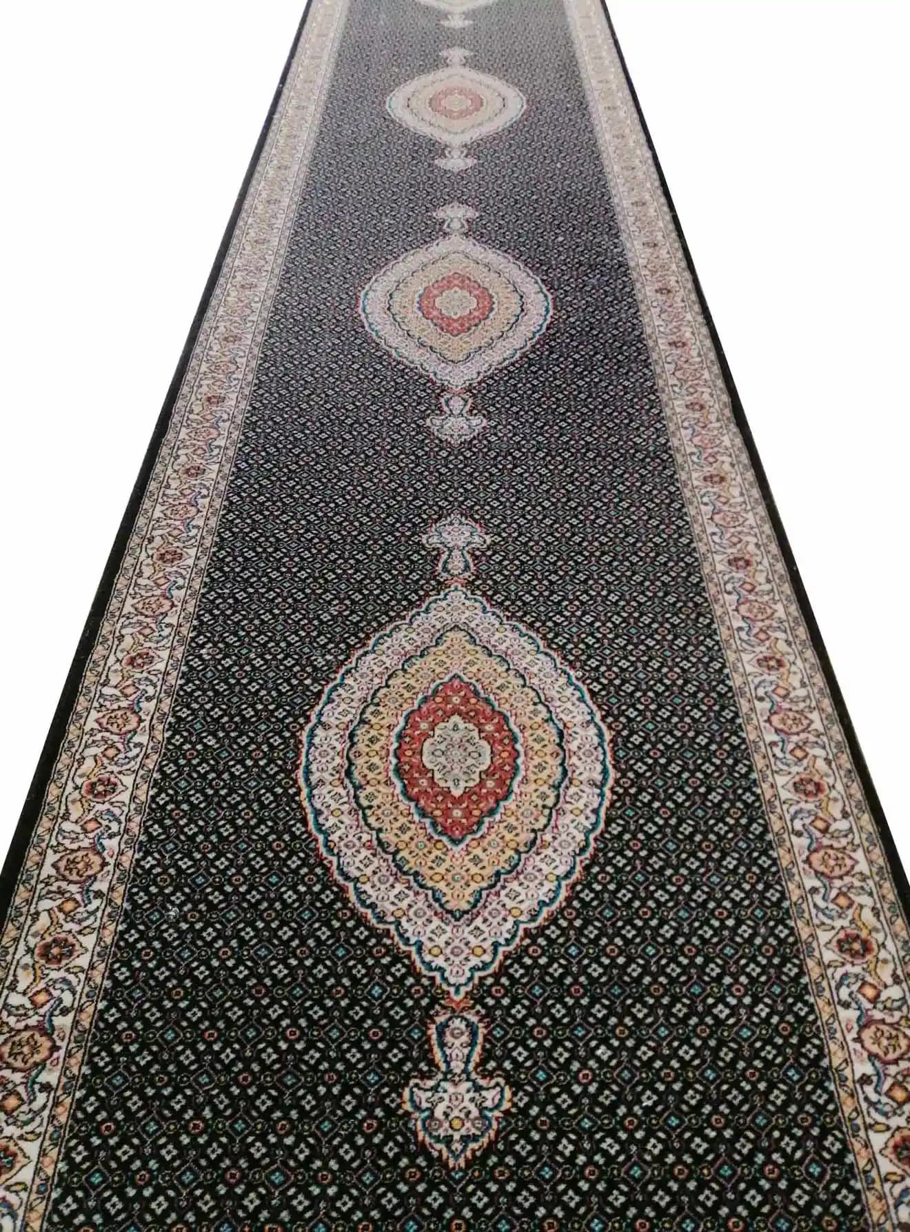 فرش کناره طرح ریز ماهی رنگ سرمه ای 500 شانه کد 50754
