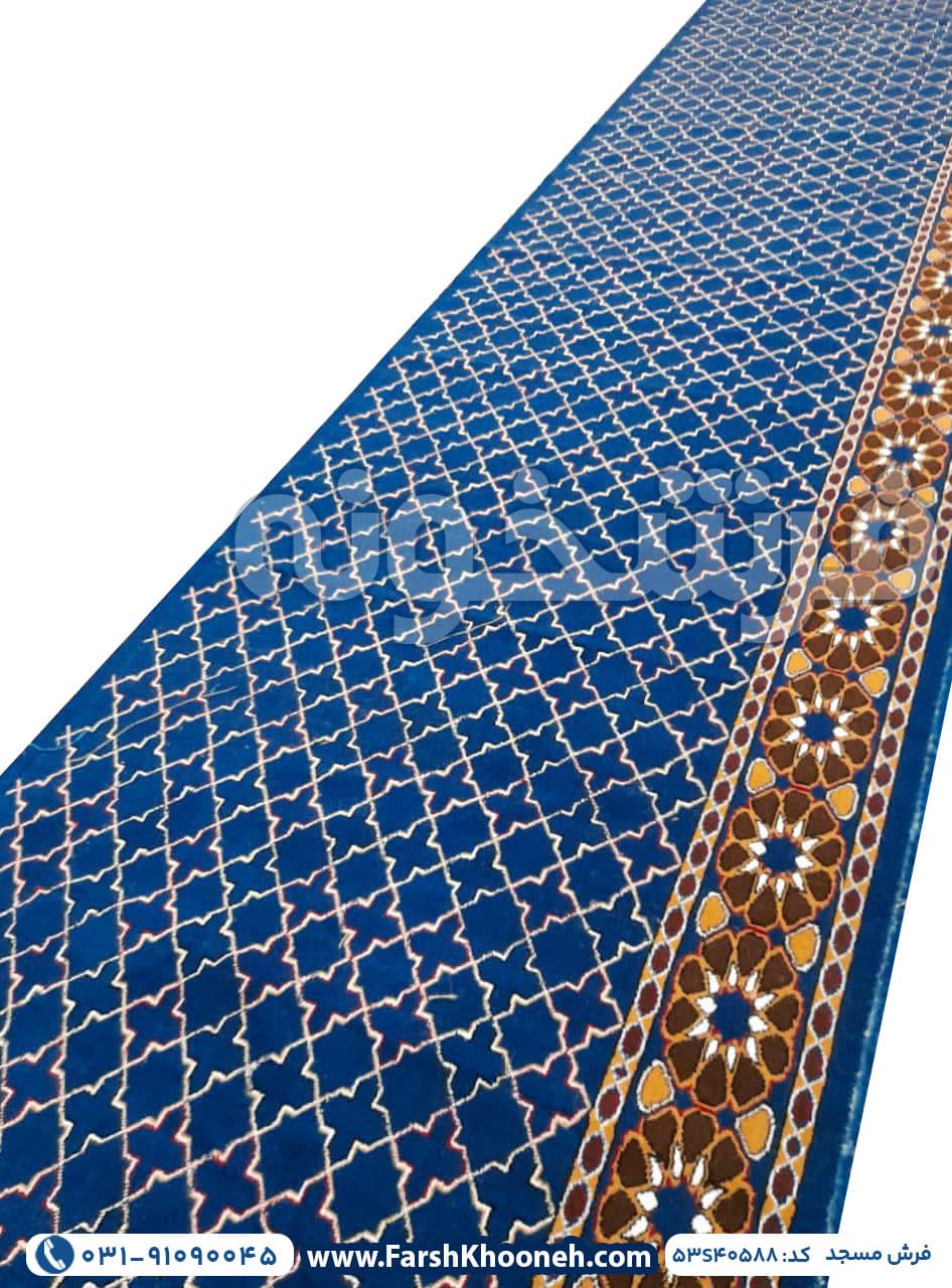 فرش سجاده ای تشریفات طرح حاشیه گل 440 شانه آبی کد 40588