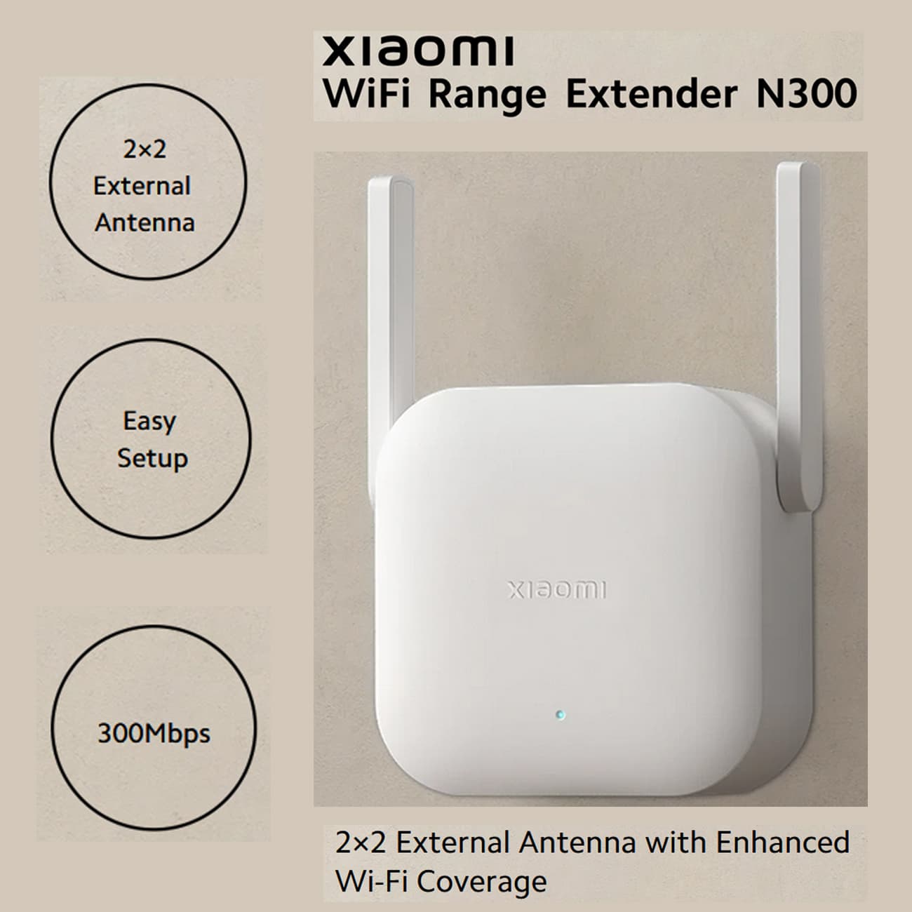تقویت کننده وای فای شیائومی XIAOMI مدل N300 با آنتن خارجی — تصویر ۳