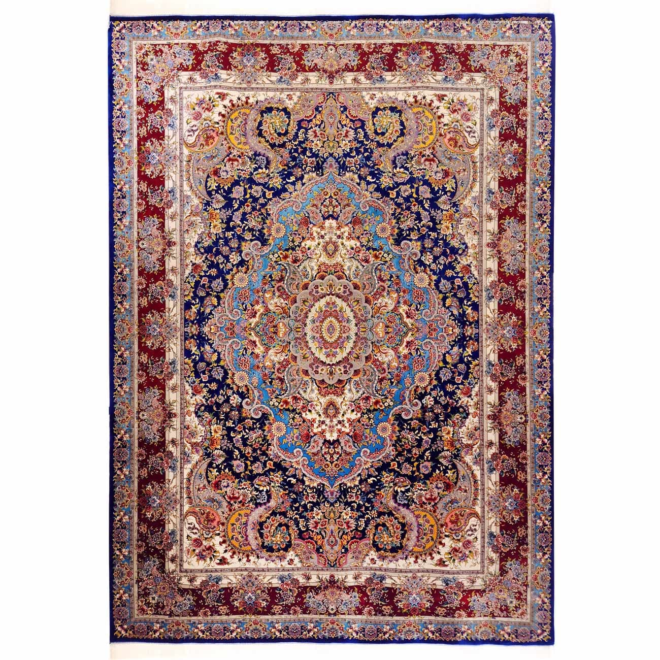 فرش پشم و ابریشم تبریز طرح ترنج سالاری 1200 شانه کد 3216