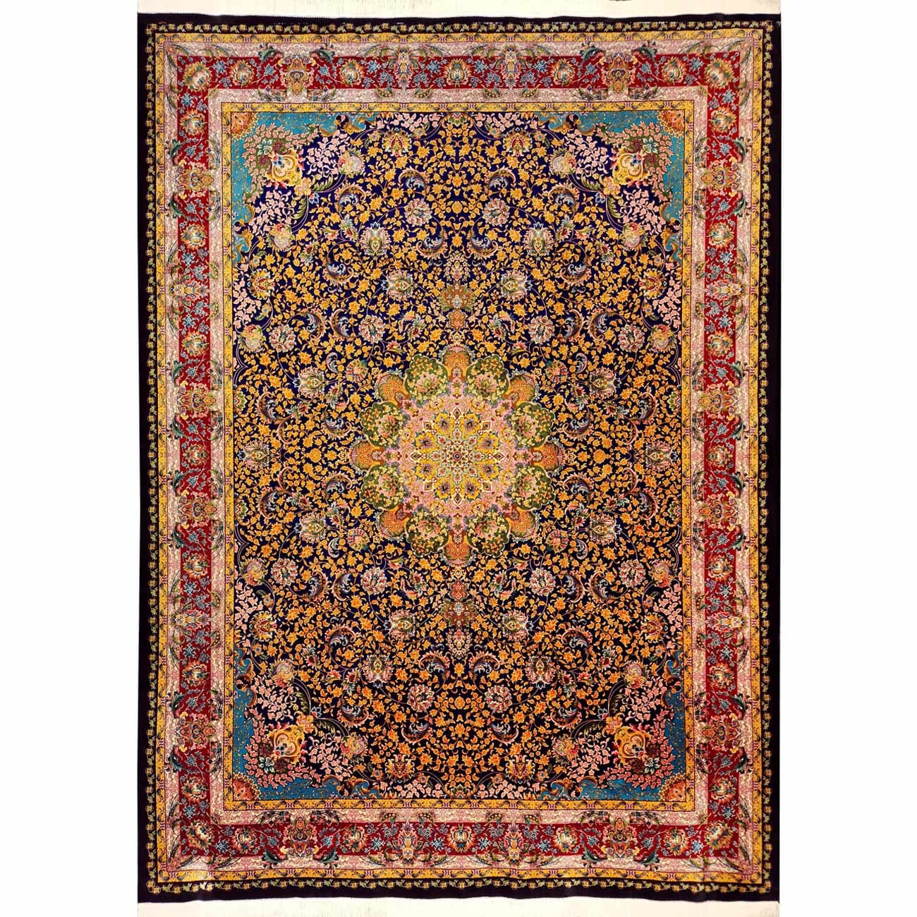 فرش ابریشم قم طرح کی‌ناز 1500 شانه 12 رنگ کد 64FA3105570
