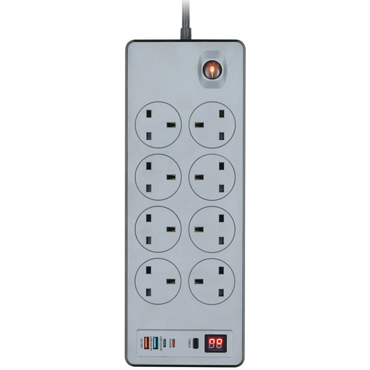 چند راهی برق 8 سوکت 2990 وات، دو USB و دو تایپ‌سی پاورولوژی PWCUQC047BK — تصویر ۵